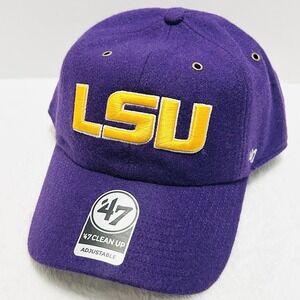 '47 Brand LSU Tigers Wooly Clean Up Hat Cap Adjustable Strap Purple NCAA College
